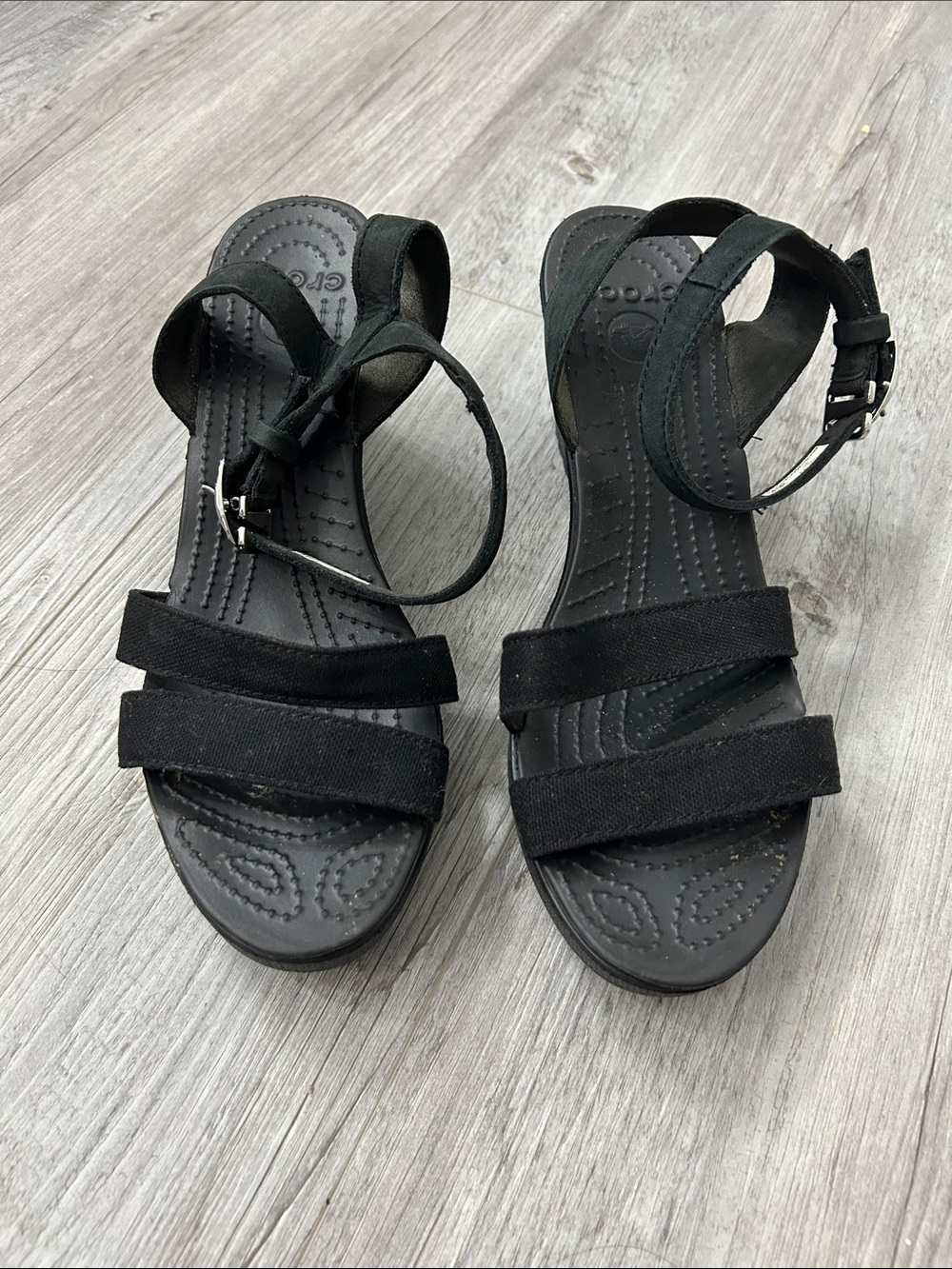 CROCS Black Strappy Ankle Sandals